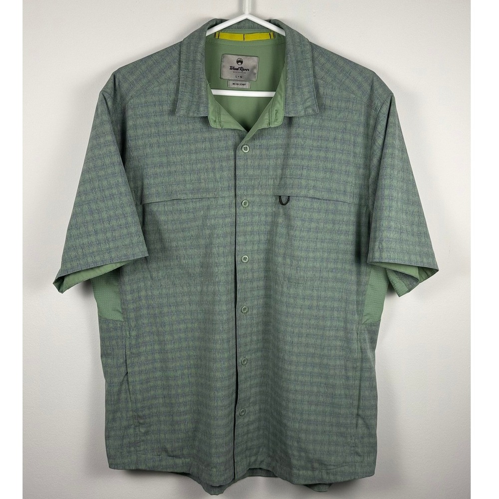 Wind River Outfitting Co No Fly Zone Green Check Fishing Shirt Mens Large L